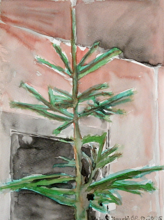 Christmas Tree watercolour painting